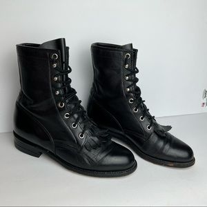 Justin Boots Womens 45304 Hiram Boot Roper Size 5.5 B Tie Up Lace Up